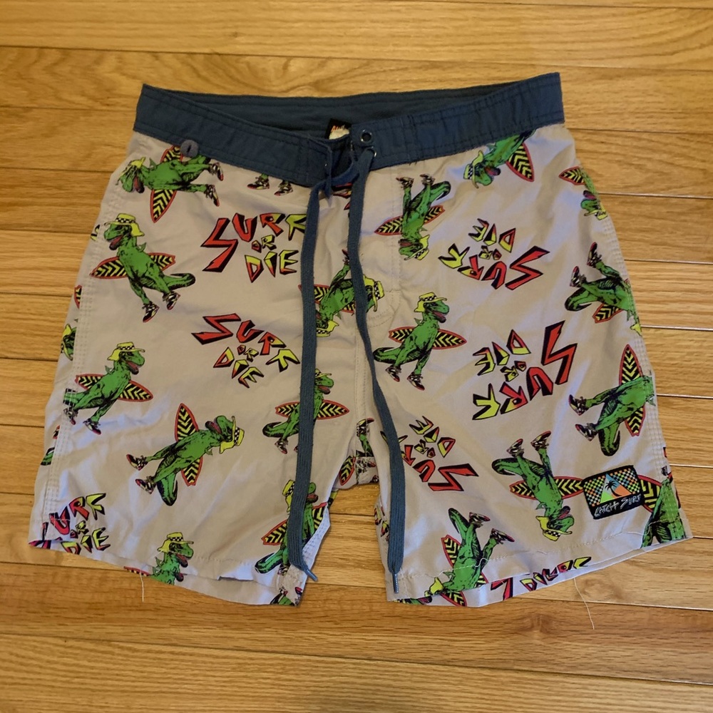 Catch Surf Surf or Die Dinosaur Board Shorts Men’s W30 Swim Trunks